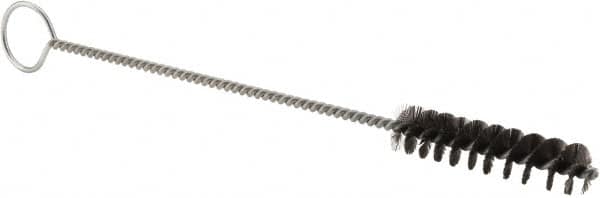 Weiler - 2-1/2" Long x 9/16" Diam Steel Hand Tube Brush - Single Spiral, 9" OAL, 0.005" Wire Diam, 5/32" Shank Diam - Caliber Tooling