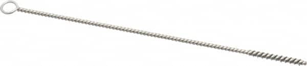 Weiler - 1" Long x 1/8" Diam Steel Hand Tube Brush - Single Spiral, 6" OAL, 0.003" Wire Diam, 3/32" Shank Diam - Caliber Tooling