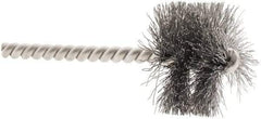 Weiler - 1-1/2" Diam Helical Steel Tube Brush - 0.0104" Filament Diam, 1" Brush Length, 3-1/2" OAL, 1/4" Diam Stainless Steel Shank - Caliber Tooling