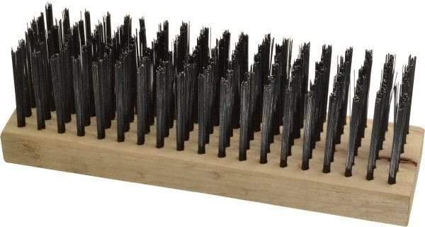 Weiler - 6 Rows x 19 Columns Steel Scratch Brush - 7" Brush Length, 7-1/4" OAL, 1-5/8" Trim Length, Wood Straight Handle - Caliber Tooling