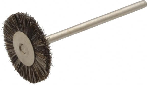 Weiler - 3/4" OD, 3/32" Shank Diam, Hair Wheel Brush - 3/16" Trim Length, 37,000 RPM - Caliber Tooling