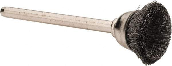 Weiler - 5/8" Diam, 1/8" Shank Crimped Wire Steel Cup Brush - 0.003" Filament Diam, 1/4" Trim Length, 37,000 Max RPM - Caliber Tooling