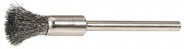 Weiler - 3/16" Brush Diam, Crimped, End Brush - 3/32" Diam Shank, 37,000 Max RPM - Caliber Tooling