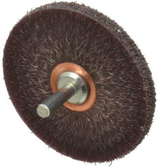 Weiler - 3" OD, 1/4" Shank Diam, Crimped Steel Wheel Brush - 1/4" Face Width, 1" Trim Length, 0.0118" Filament Diam, 20,000 RPM - Caliber Tooling