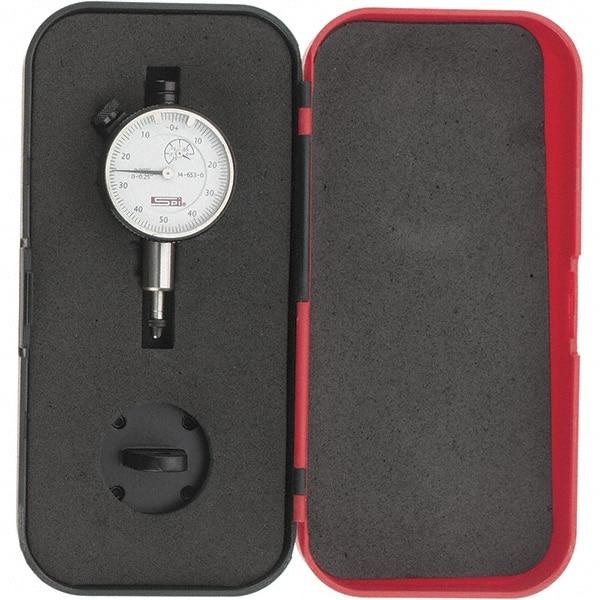 SPI - 1/4" Range, 0-50-0 Dial Reading, 0.001" Graduation Dial Drop Indicator - 1-1/2" Dial, 0.1" Range per Revolution, Revolution Counter, Includes NPL Traceability Certification - Caliber Tooling