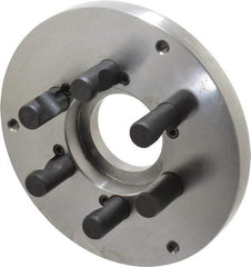 Buck Chuck Company - Adapter Back Plate for 8" Diam Self Centering Lathe Chucks - D1-5 Mount, 2.39" Through Hole Diam, 6.283mm ID, 7.87" OD, 0.794" Flange Height, Steel - Caliber Tooling