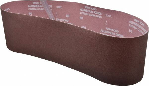 Norton - 6" Wide x 48" OAL, 80 Grit, Aluminum Oxide Abrasive Belt - Aluminum Oxide, Medium, Coated - Caliber Tooling