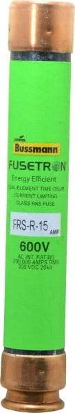 Cooper Bussmann - 300 VDC, 600 VAC, 15 Amp, Time Delay General Purpose Fuse - Fuse Holder Mount, 127mm OAL, 20 at DC, 200 (RMS) kA Rating, 13/16" Diam - Caliber Tooling