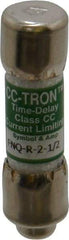 Cooper Bussmann - 300 VDC, 600 VAC, 2.5 Amp, Time Delay General Purpose Fuse - Fuse Holder Mount, 1-1/2" OAL, 200 at AC (RMS) kA Rating, 13/32" Diam - Caliber Tooling