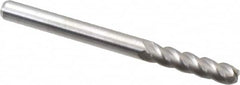 Accupro - 1/8", 4 Flute, Single End, Solid Carbide, 0.045" Corner Radius End Mill - 1-1/2" OAL, 40° Helix, Right Hand Flute, 1/2" LOC, Right Hand Cut - Caliber Tooling