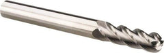 Accupro - 1/4", 4 Flute, Single End, Solid Carbide, 0.09" Corner Radius End Mill - 2-1/2" OAL, 40° Helix, Right Hand Flute, 3/4" LOC, Right Hand Cut - Caliber Tooling