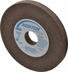 Norton - 60/80 Grit Aluminum Oxide Bench & Pedestal Grinding Wheel - 5" Diam x 1" Hole x 1/2" Thick, 4970 Max RPM, Medium Grade - Caliber Tooling