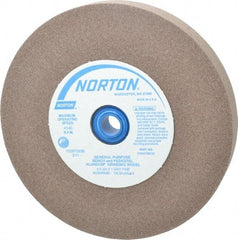 Norton - 100 Grit Aluminum Oxide Bench & Pedestal Grinding Wheel - 6" Diam x 1" Hole x 3/4" Thick, 4140 Max RPM, Fine Grade - Caliber Tooling