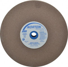 Norton - 100 Grit Aluminum Oxide Bench & Pedestal Grinding Wheel - 8" Diam x 1" Hole x 1" Thick, 3600 Max RPM, Fine Grade - Caliber Tooling