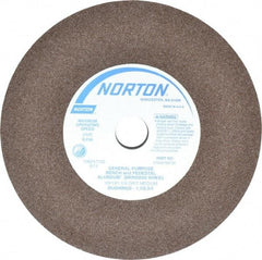 Norton - 60/80 Grit Aluminum Oxide Bench & Pedestal Grinding Wheel - 10" Diam x 1-1/4" Hole x 1" Thick, 2485 Max RPM, Medium Grade - Caliber Tooling