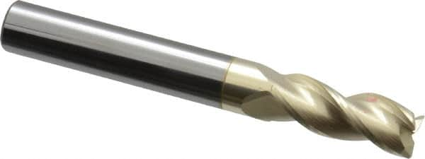 Accupro - 5/16", 3 Flute, Single End, Solid Carbide, 0.02" Corner Radius End Mill - 2-1/2" OAL, 37° Helix, Right Hand Flute, 13/16" LOC, Right Hand Cut - Caliber Tooling