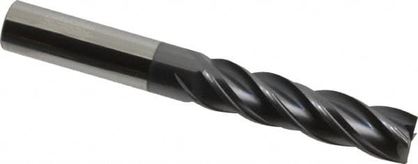 Accupro - 1/2", 4 Flute, Single End, Solid Carbide, 0.01" Corner Radius End Mill - 4" OAL, Right Hand Flute, 2" LOC, Right Hand Cut - Caliber Tooling