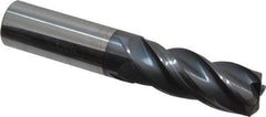 Accupro - 5/8", 4 Flute, Single End, Solid Carbide, 0.12" Corner Radius End Mill - 3-1/2" OAL, Right Hand Flute, 1-5/8" LOC, Right Hand Cut - Caliber Tooling