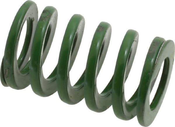 Dayton Lamina - 5/8" Hole Diam, 11/32" Rod Diam, 1" Free Length, Green Die Spring - 18 Lb Max Deflection, 0.39" Max Deflection, Light Duty, Chromium Vanadium Steel - Caliber Tooling