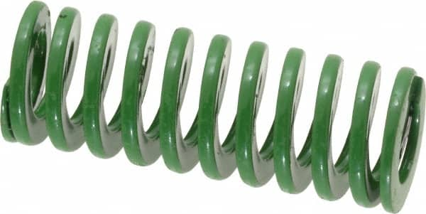 Dayton Lamina - 3/4" Hole Diam, 3/8" Rod Diam, 2" Free Length, Green Die Spring - 14.2 Lb Max Deflection, 0.8" Max Deflection, Light Duty, Chromium Vanadium Steel - Caliber Tooling