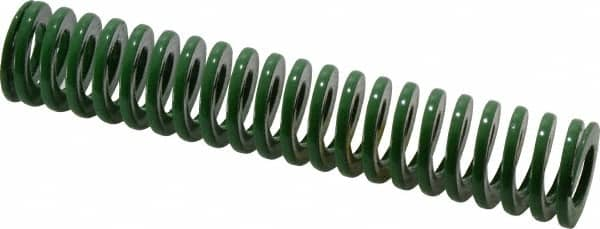 Dayton Lamina - 3/4" Hole Diam, 3/8" Rod Diam, 4" Free Length, Green Die Spring - 6.8 Lb Max Deflection, 1.61" Max Deflection, Light Duty, Chromium Vanadium Steel - Caliber Tooling