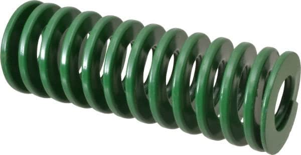 Dayton Lamina - 2" Hole Diam, 1" Rod Diam, 5-1/2" Free Length, Green Die Spring - 36 Lb Max Deflection, 2.2" Max Deflection, Light Duty, Chromium Vanadium Steel - Caliber Tooling