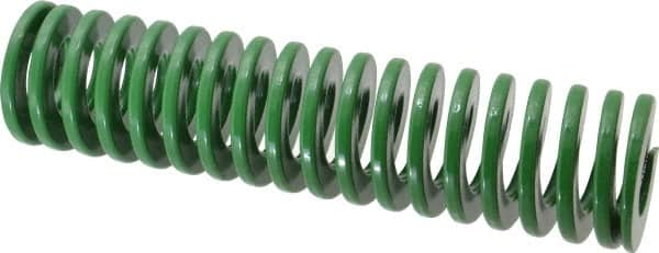 Dayton Lamina - 2" Hole Diam, 1" Rod Diam, 8" Free Length, Green Die Spring - 23.8 Lb Max Deflection, 3.2" Max Deflection, Light Duty, Chromium Vanadium Steel - Caliber Tooling