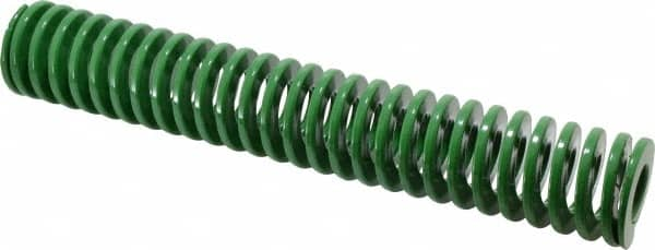 Dayton Lamina - 2" Hole Diam, 1" Rod Diam, 12" Free Length, Green Die Spring - 15.5 Lb Max Deflection, 4.8" Max Deflection, Light Duty, Chromium Vanadium Steel - Caliber Tooling