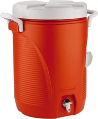 Rubbermaid - 5 Gal Beverage Cooler - Plastic, Orange/White - Caliber Tooling