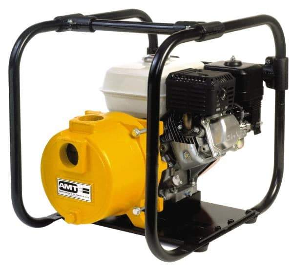 American Machine & Tool - 5.5 HP, 3,600 RPM, 2 Port Size, 1 Solids Handling, Honda OHV, Self Priming Engine Pump - Cast Iron, 3.8 Quart Tank Size, Buna-N and Silicon Carbide Shaft Seal, Stainless Steel Shaft Sleeve - Caliber Tooling