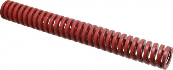 Dayton Lamina - 1" Hole Diam, 1/2" Rod Diam, 8" Free Length, Red Die Spring - 20.5 Lb Max Deflection, 2.4" Max Deflection, Heavy Duty, Chromium Vanadium Steel - Caliber Tooling