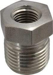 Made in USA - 1 x 1/4" Grade 316 Stainless Steel Pipe Hex Bushing - MNPT x FNPT End Connections, 3,600 psi - Caliber Tooling