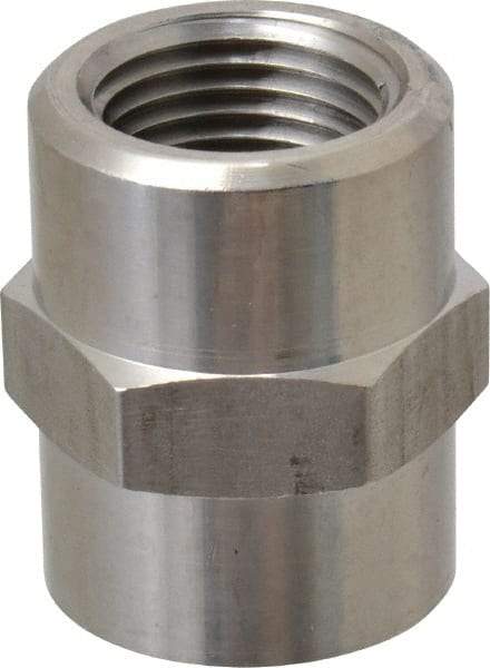 Made in USA - 1-1/2" Grade 316 Stainless Steel Pipe Hex Coupling - FNPT End Connections, 2,400 psi - Caliber Tooling