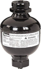 Parker - 10 Lb. Capacity, 3,620 psi Max Working Pressure, 4.69" High, Hydrin Diaphragm Accumulator - 2.95" Diam, 6 SAE Port Thread - Caliber Tooling