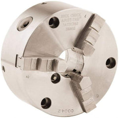 Buck Chuck Company - 3 Jaws, 8" Diam, Self Centering Manual Lathe Chuck - Front Mount, Adjustable, 4,000 Max RPM, 2.37" Through Hole Diam, Forged Steel - Caliber Tooling