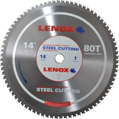 Lenox - 14" Diam, 1" Arbor Hole Diam, 80 Tooth Wet & Dry Cut Saw Blade - Titanium Carbide-Tipped, General Purpose Action, Standard Round Arbor - Caliber Tooling