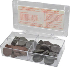 Cratex - 38 Piece Rubberized Small Abrasive Wheel Set - Mounted on 1/8" Diam Shank, Mandrels Included - Caliber Tooling