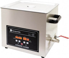 Graymills - Bench Top Water-Based Ultrasonic Cleaner - 0.5 Gal Max Operating Capacity, 304 Stainless Steel Tank, 234.95mm High x 7" Long x 6-1/2" Wide, 120 Input Volts - Caliber Tooling