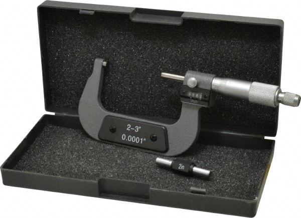 Value Collection - 2 to 3" Range, 0.0001" Graduation, Mechanical Outside Micrometer - Ratchet Stop Thimble, Digital Counter - Caliber Tooling