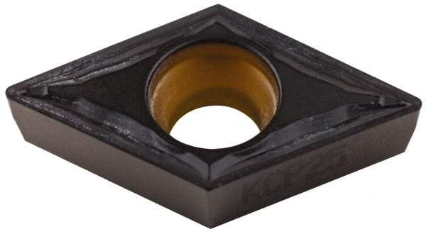 Kennametal - DCMT32.51 FP Grade KCP25 Carbide Turning Insert - TiCN/Al2O3 Finish, 55° Diamond, 3/8" Inscr Circle, 5/32" Thick, 1/64" Corner Radius - Caliber Tooling