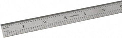 SPI - 24" Long, 1/100, 1/10" and 0.5, 1mm Graduation, Flexible Steel Rule - Decimal/Metric Graduation Style, 3/4" Wide, Silver, Satin Chrome Finish - Caliber Tooling