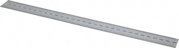 SPI - 12" Long, 1/100, 1/10" and 0.5, 1mm Graduation, Rigid Steel Rule - Decimal/Metric Graduation Style, 1" Wide, Silver, Satin Chrome Finish - Caliber Tooling