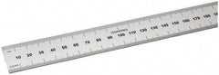 SPI - 18" Long, 0.5, 1mm Graduation, Rigid Steel Rule - Metric Graduation Style, 1-1/8" Wide, Silver, Satin Chrome Finish - Caliber Tooling