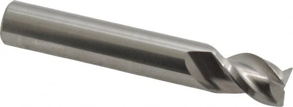 Accupro - 7/16", 3 Flute, Single End, Solid Carbide, 0.02" Corner Radius End Mill - 2-3/4" OAL, 40° Helix, Right Hand Flute, 9/16" LOC, Right Hand Cut - Caliber Tooling