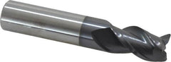 Accupro - 9/16", 3 Flute, Single End, Solid Carbide, 0.025" Corner Radius End Mill - 3" OAL, 40° Helix, Right Hand Flute, 7/8" LOC, Right Hand Cut - Caliber Tooling