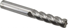 Accupro - 1/2", 4 Flute, Single End, Solid Carbide, 0.09" Corner Radius End Mill - 4" OAL, 40° Helix, Right Hand Flute, 2" LOC, Right Hand Cut - Caliber Tooling