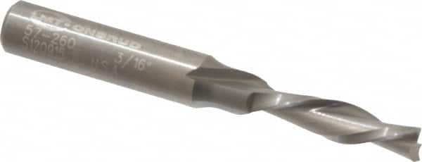 Onsrud - 3/16" Cutting Diam x 3/4" Length of Cut, 2 Flute, Downcut Spiral Router Bit - Uncoated, Right Hand Cut, Solid Carbide, 2" OAL x 1/4" Shank Diam, Double Edge, 30° Helix Angle - Caliber Tooling