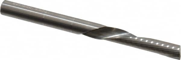 Onsrud - 1/4" Cutting Diam x 1-1/4" Length of Cut, 1 Flute, Downcut Spiral Router Bit - Uncoated, Right Hand Cut, Solid Carbide, 3" OAL x 1/4" Shank Diam, Single Edge, 22° Helix Angle - Caliber Tooling