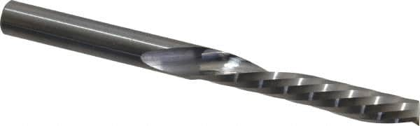 Onsrud - 1/4" Cutting Diam x 1-1/2" Length of Cut, 1 Flute, Downcut Spiral Router Bit - Uncoated, Right Hand Cut, Solid Carbide, 3" OAL x 1/4" Shank Diam, Single Edge, 21° Helix Angle - Caliber Tooling