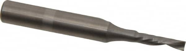 Onsrud - 1/8" Cutting Diam x 1/2" Length of Cut, 1 Flute, Downcut Spiral Router Bit - Uncoated, Right Hand Cut, Solid Carbide, 2" OAL x 1/4" Shank Diam, Single Edge, 21° Helix Angle - Caliber Tooling